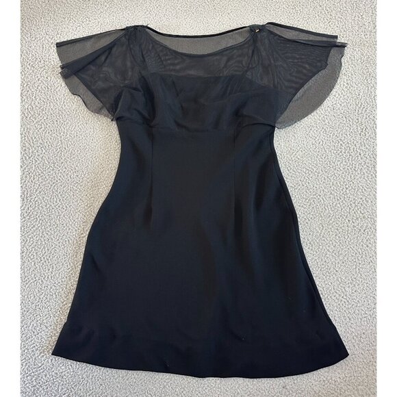 Vintage Y2K Shawl Dress Black Little Black Dress Spaghetti Defined Bust - Picture 1 of 14